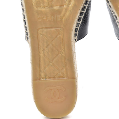 Chanel Iridescent Goatskin Patent CC Espadrille Mules 41 Black 13 of 14
