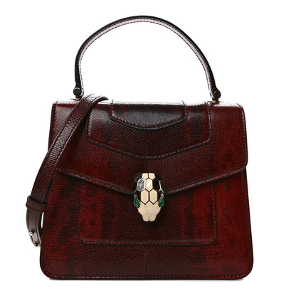 Bulgari Shiny Karung Serpenti Forever Top Handle Dark Red 1 of 9