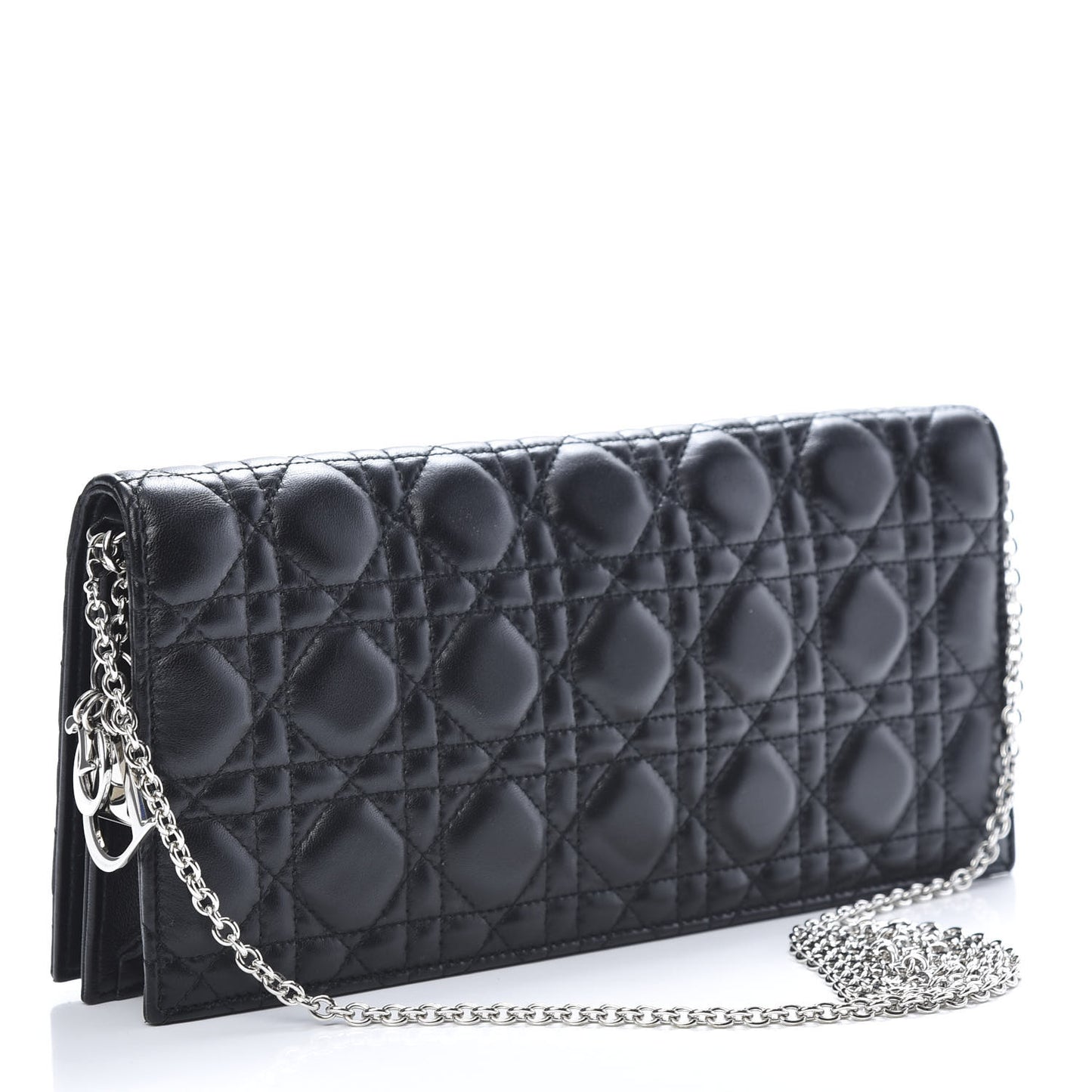Lambskin Cannage Lady Dior Convertible Clutch Black