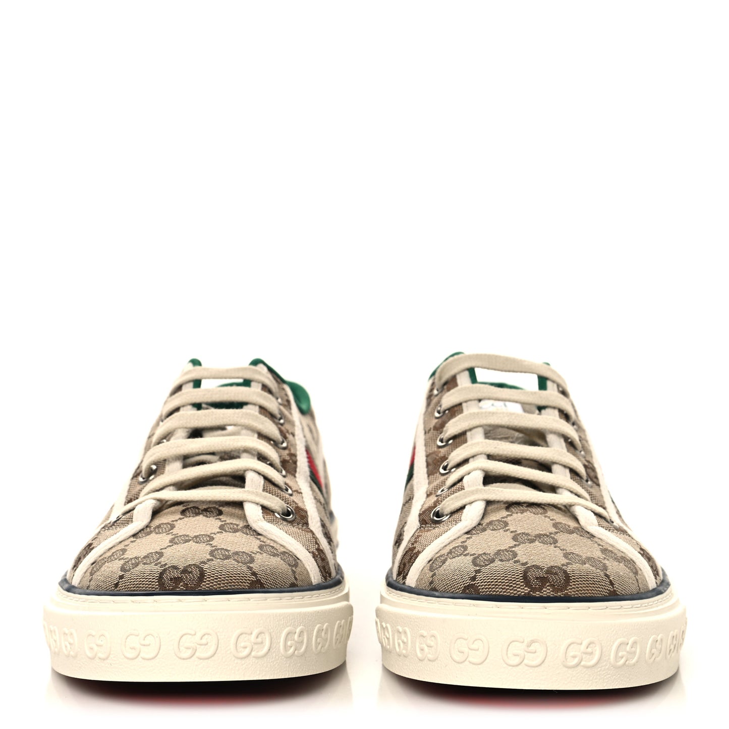 GG Monogram Web Mens 1977 Tennis Sneakers 11 Beige Ebony Mystic White Vert