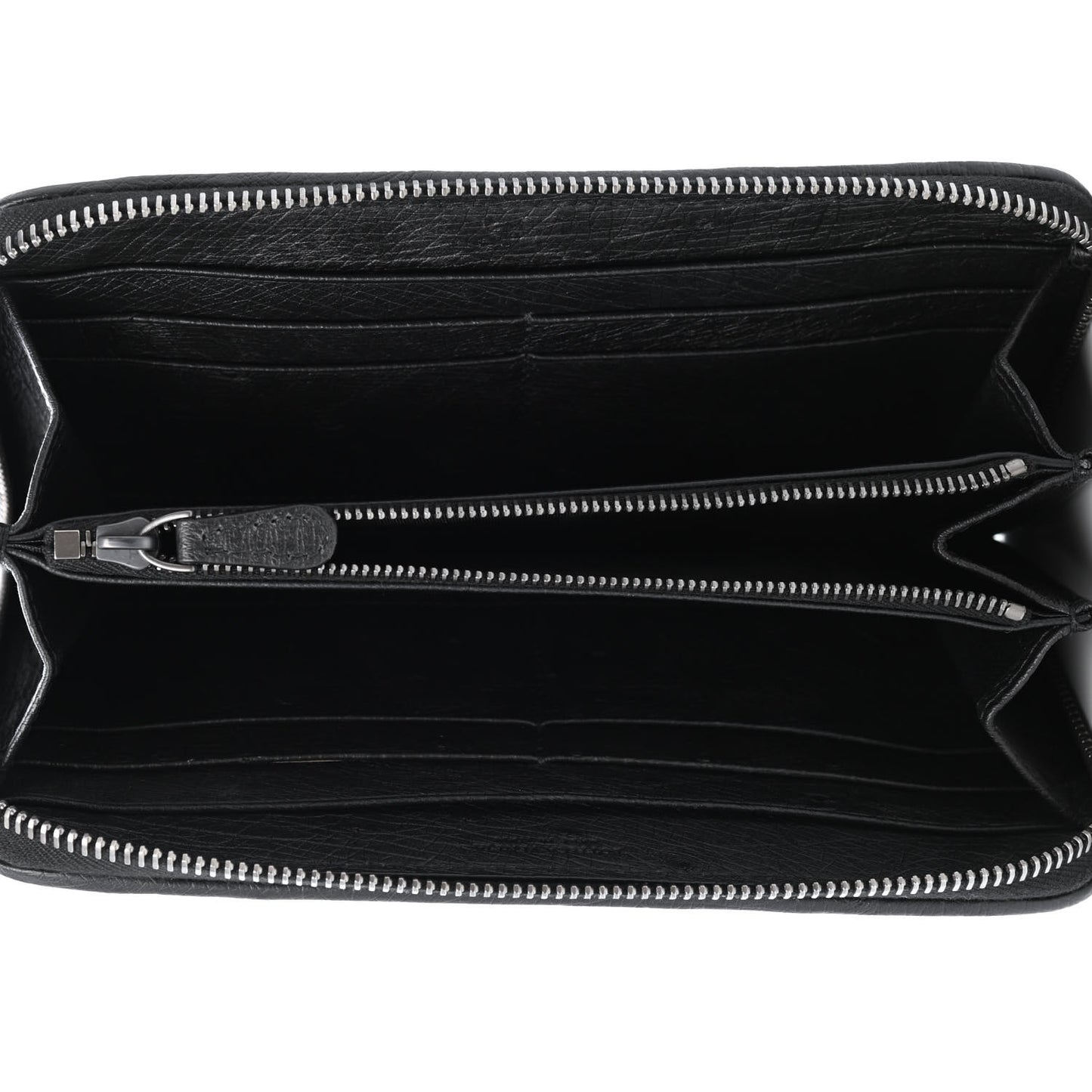 Ostrich Zip Around Wallet Black