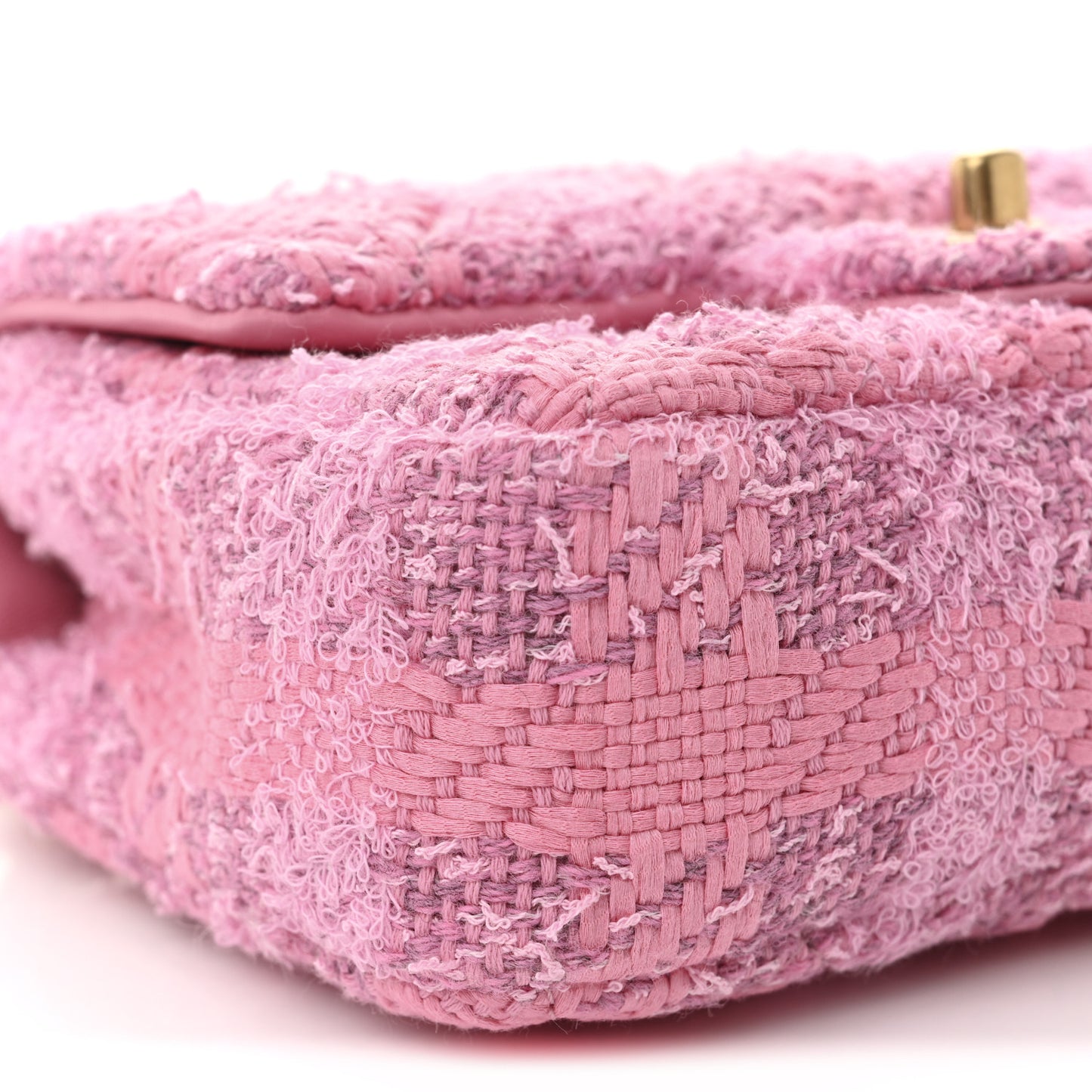 Tweed Quilted Pearl Twist Mini Square Flap Pink Dark Pink