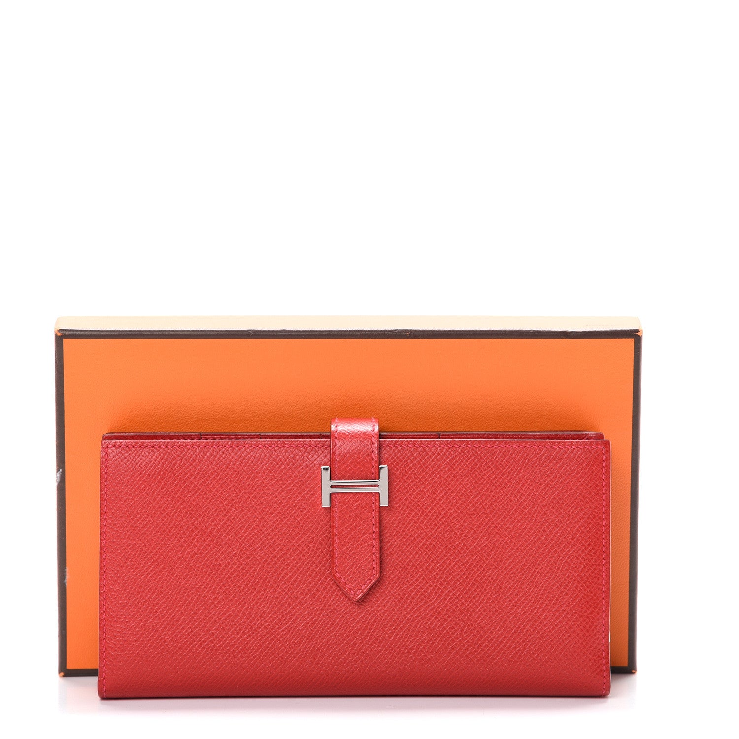 Hermes Epsom Bearn Gusset Wallet Rouge Casaque 8 of 8