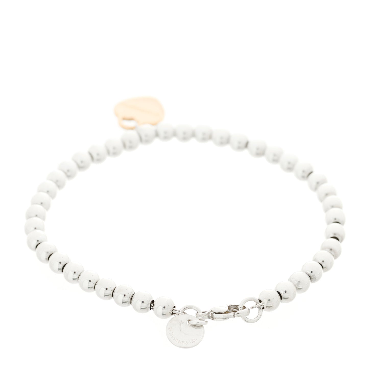 Sterling Silver 18K Rose Gold Return to Tiffany Heart Bead Bracelet
