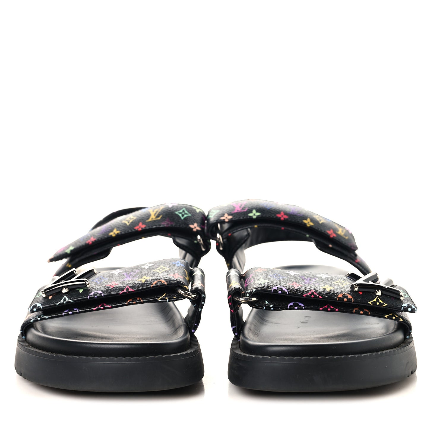 LV X TM Monogram Multicolor Sunset Flat Sandals 41 Black