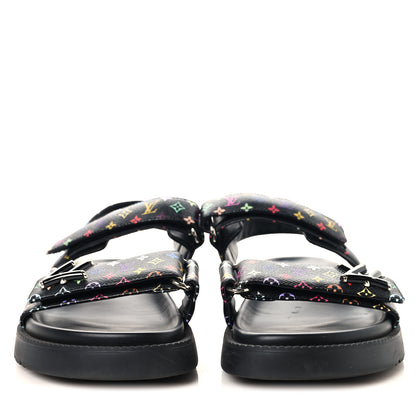 Louis Vuitton LV X TM Monogram Multicolor Sunset Flat Sandals 41 Black 3 of 9