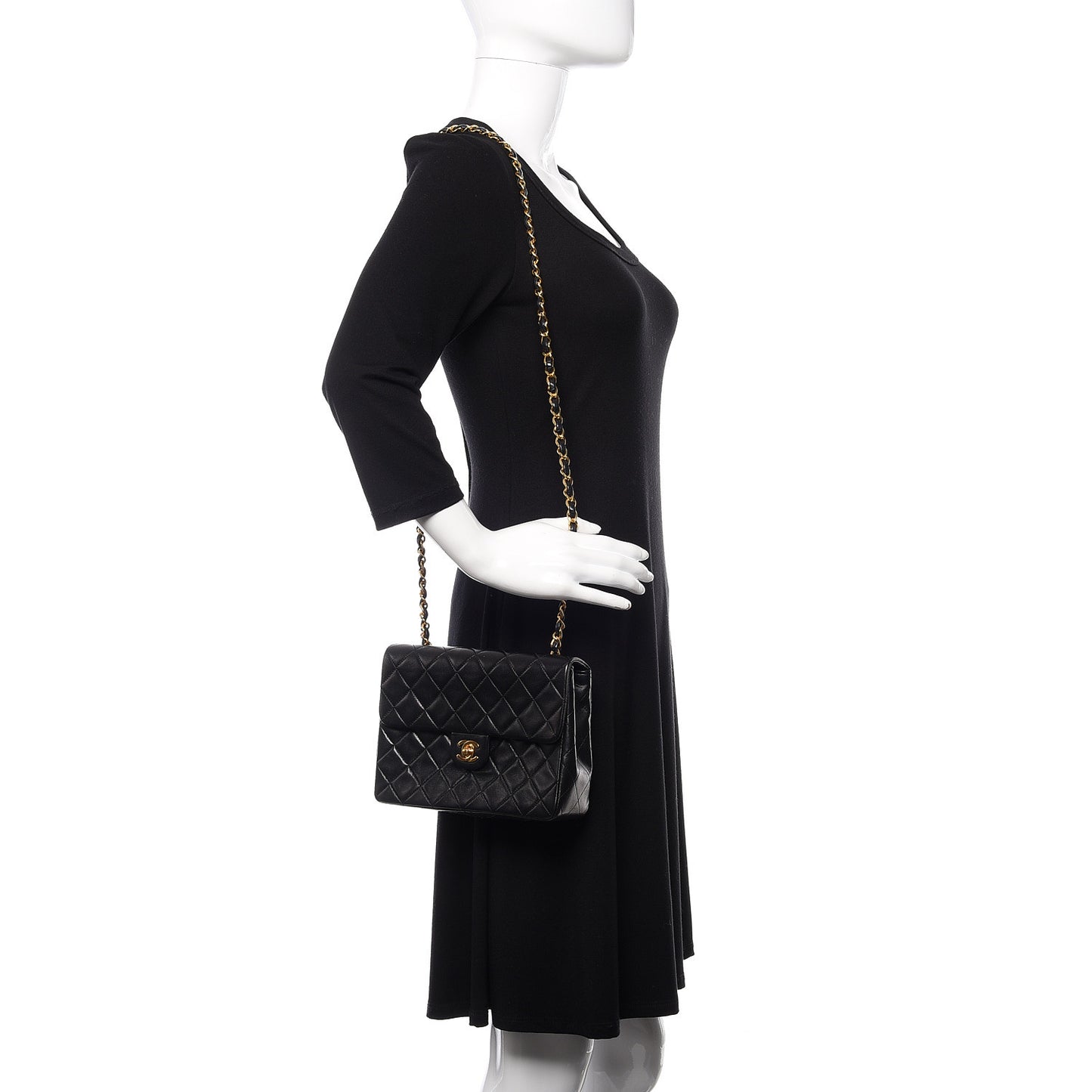 Lambskin Quilted Mini Square Flap Bag Black