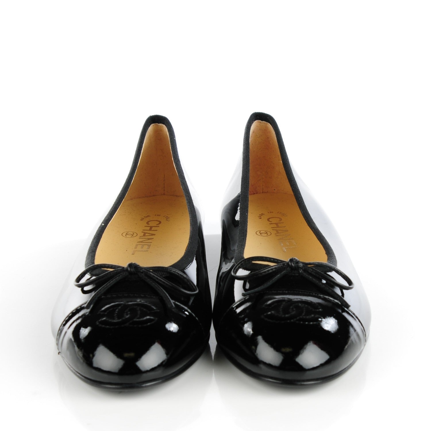Chanel Patent Cap Toe Ballerina Flats 40 Black 2 of 9