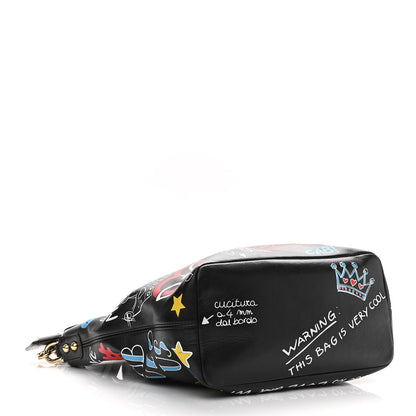Dolce & Gabbana Calfskin Graffiti Printed Beatrice Tote Black 5 of 13