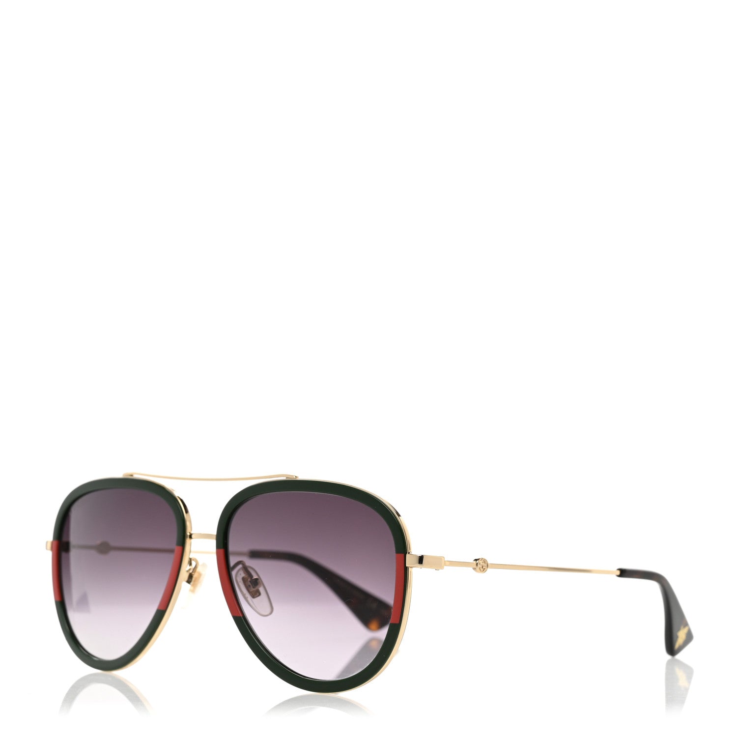 Gucci Web Aviator Sunglasses GG0062S Green Red 1 of 8