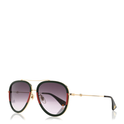 Gucci Web Aviator Sunglasses GG0062S Green Red 1 of 8