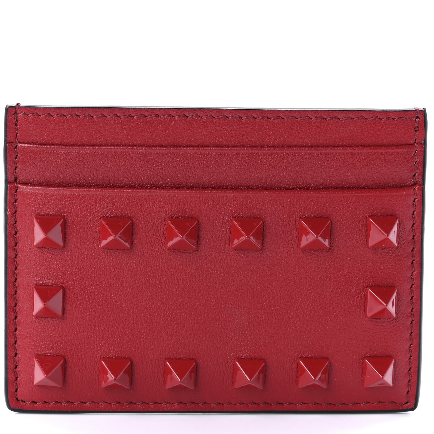 Vitello Rockstud Card Holder Red