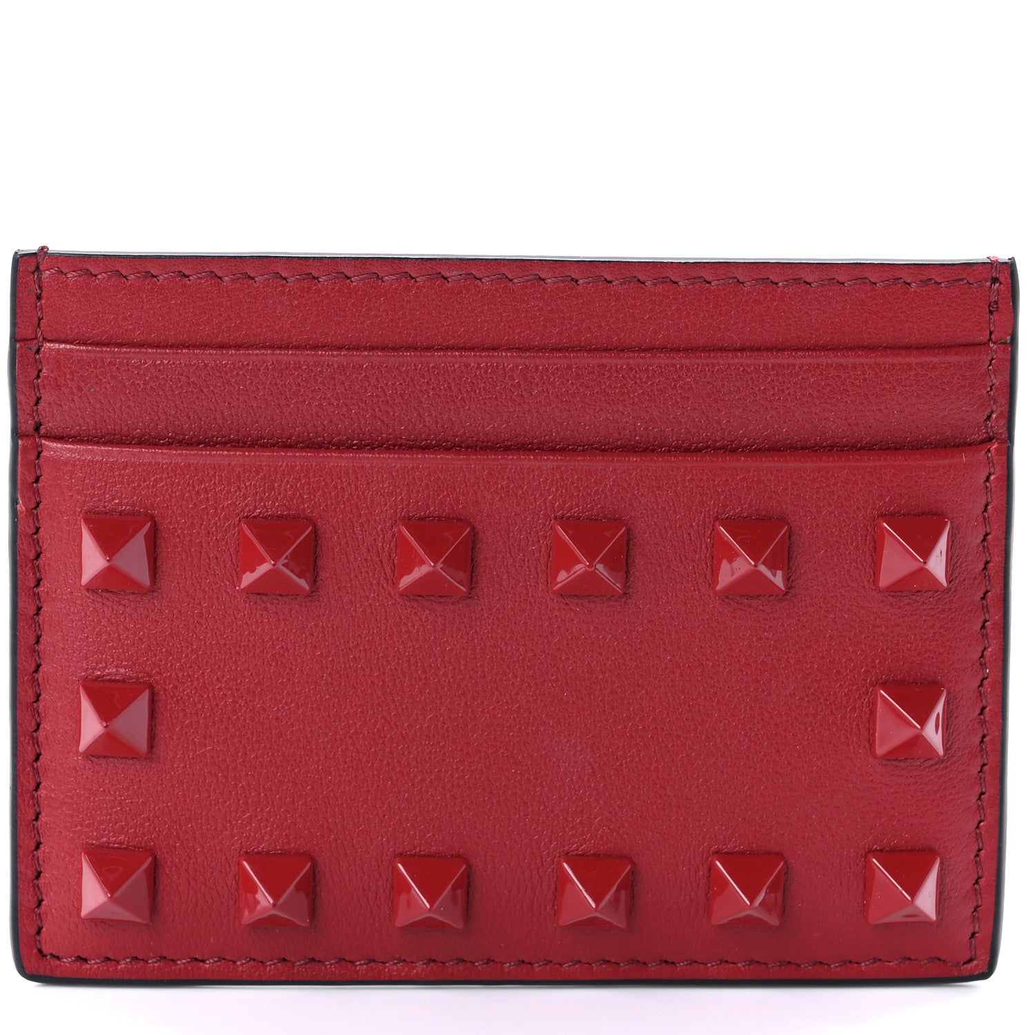 Valentino Garavani Vitello Rockstud Card Holder Red 7 of 8