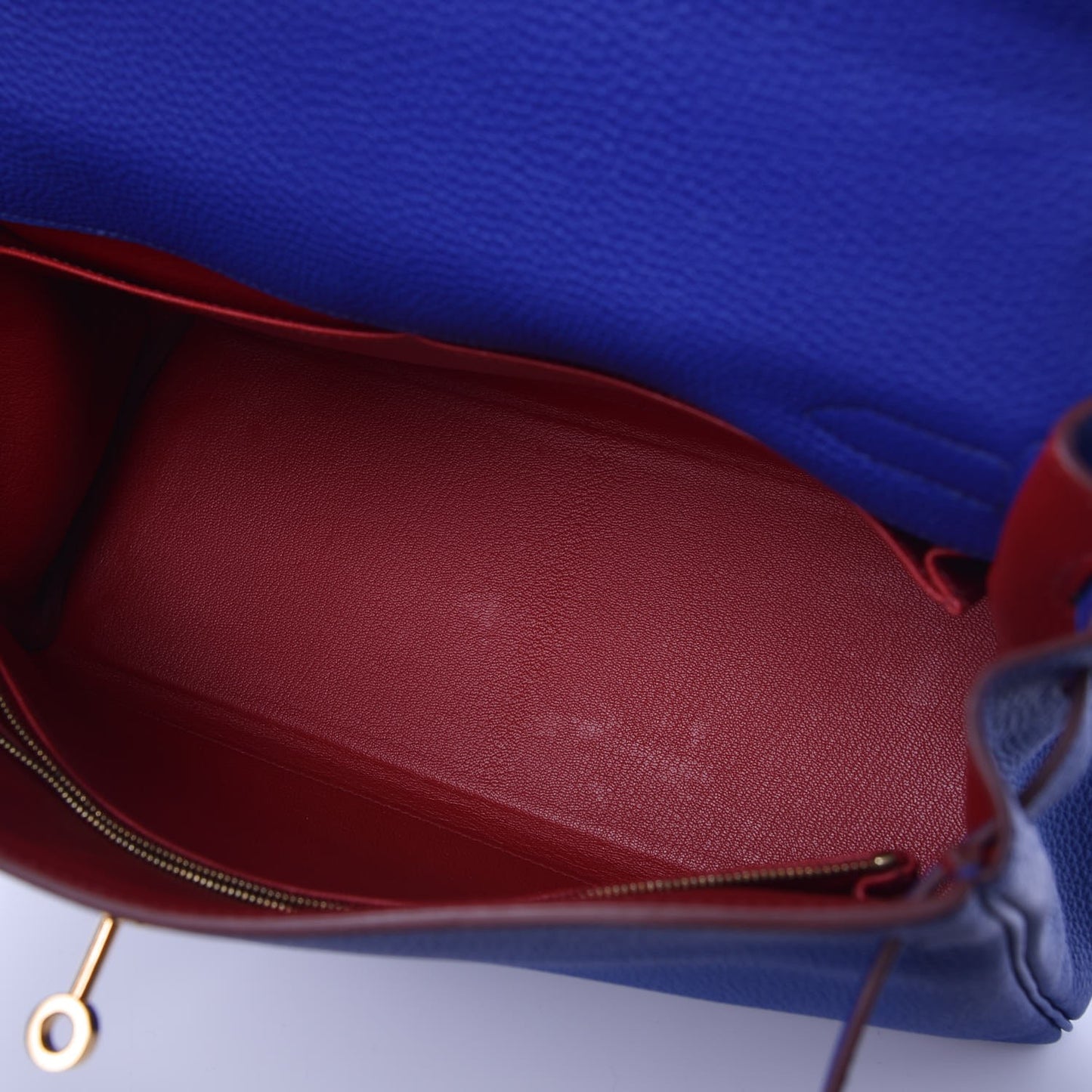 Togo Horseshoe Kelly Retourne 32 Bleu Electrique Rouge H