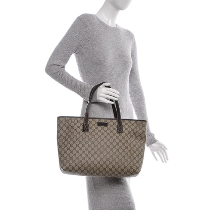 Gucci GG Supreme Monogram Medium Zippered Shopping Tote Dark Brown 2 of 7