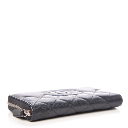 Chanel Metallic Caviar Quilted Medium Zip Around Wallet Dark Grey 4 of 10