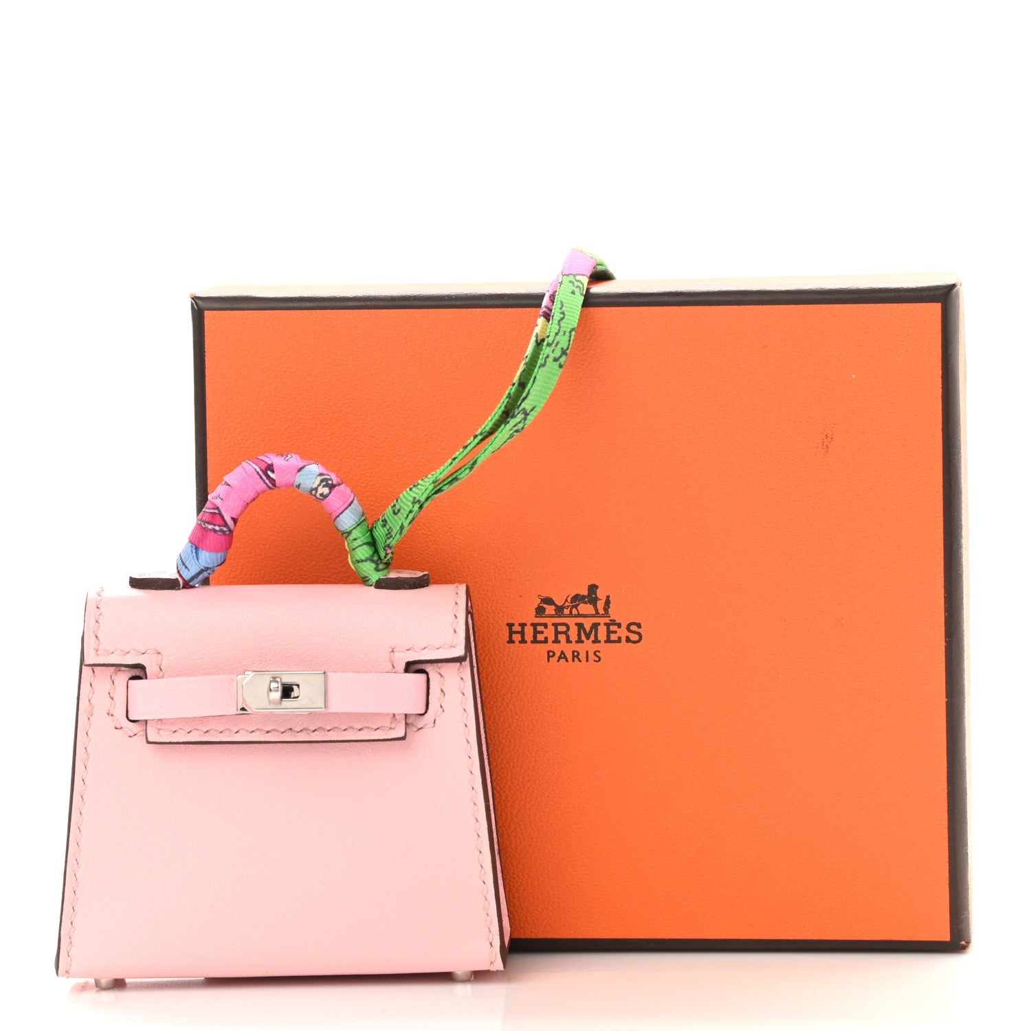 Hermes Tadelakt Mini Kelly Twilly Bag Charm Rose Sakura 6 of 6