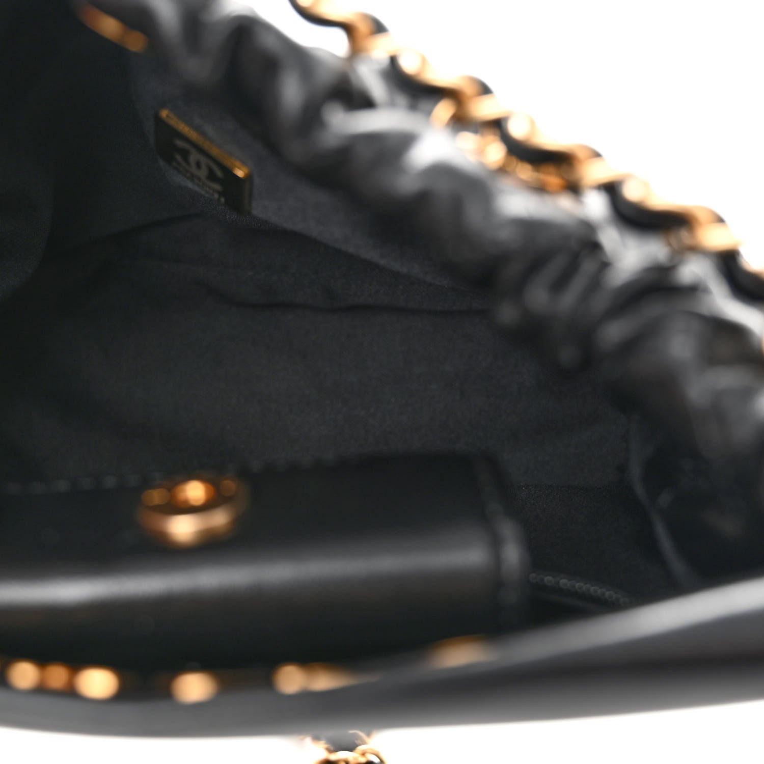 Chanel Lambskin Resin Quilted Small Bucket Bag Black 5 of 10