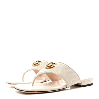 Gucci Nappa Charlotte Double G Marmont Thong Sandals 38 Mystic White 3 of 9