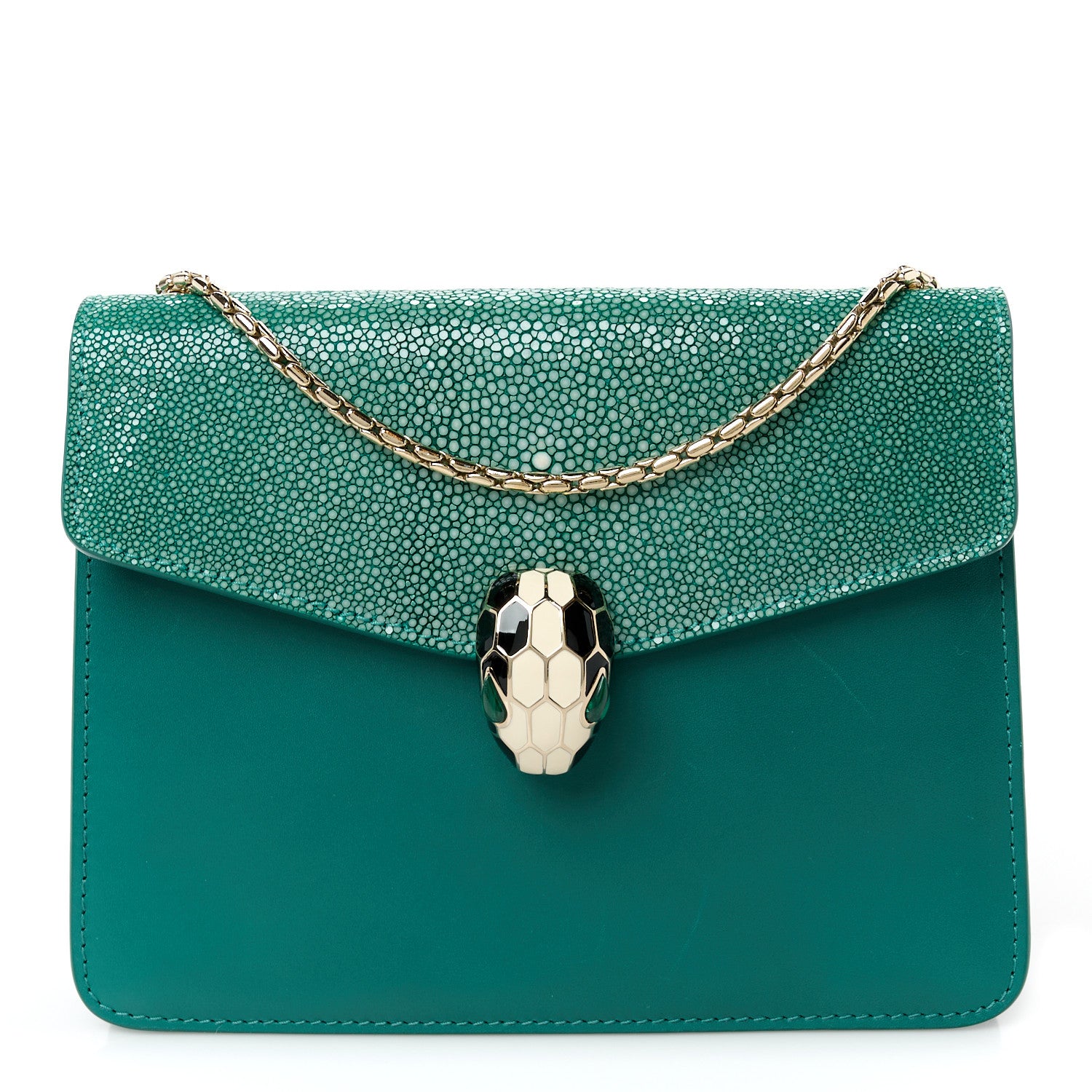 Bulgari Galuchat Calfskin Serpenti Forever Crossbody Bag Green 1 of 10