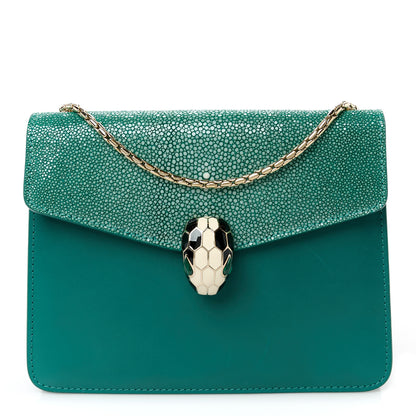Bulgari Galuchat Calfskin Serpenti Forever Crossbody Bag Green 1 of 10