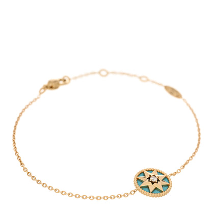 Christian Dior 18K Yellow Gold Diamond Turquoise Rose des Vents Bracelet 1 of 3