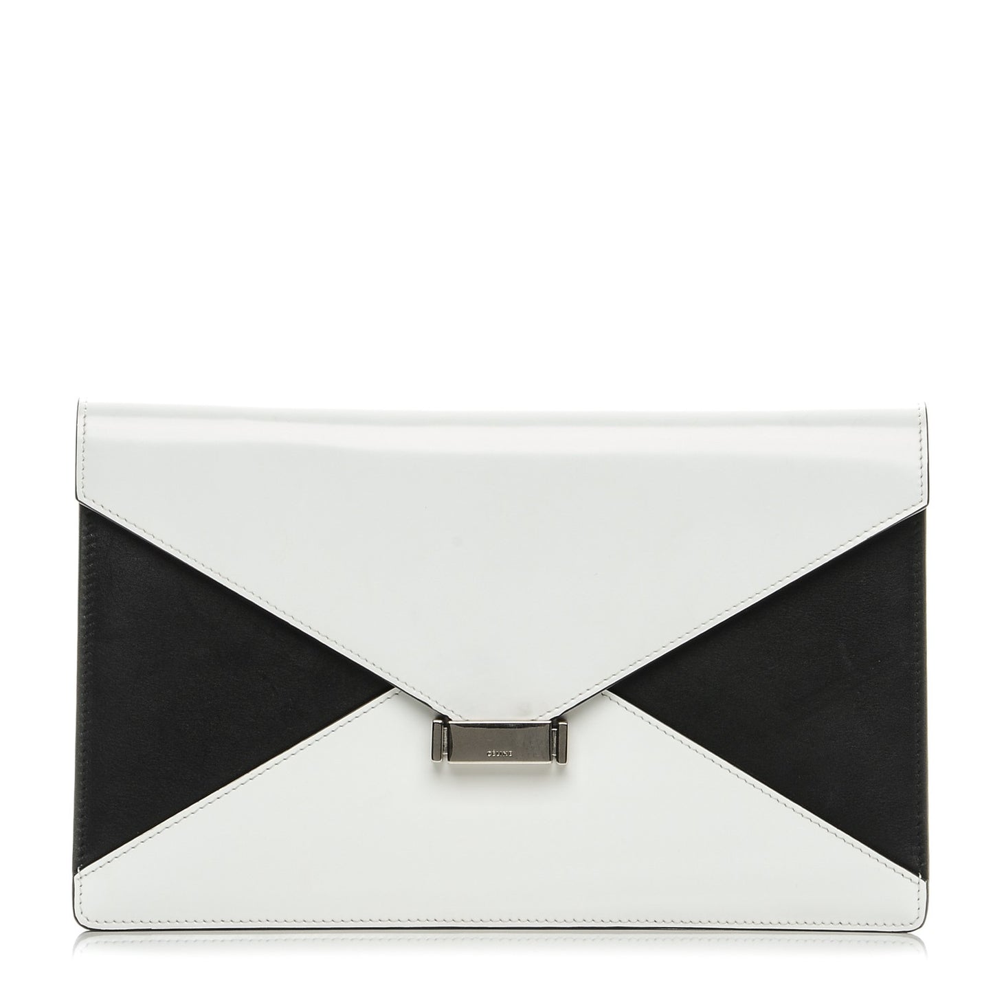 Spazzolato Calfskin Diamond Clutch White Black