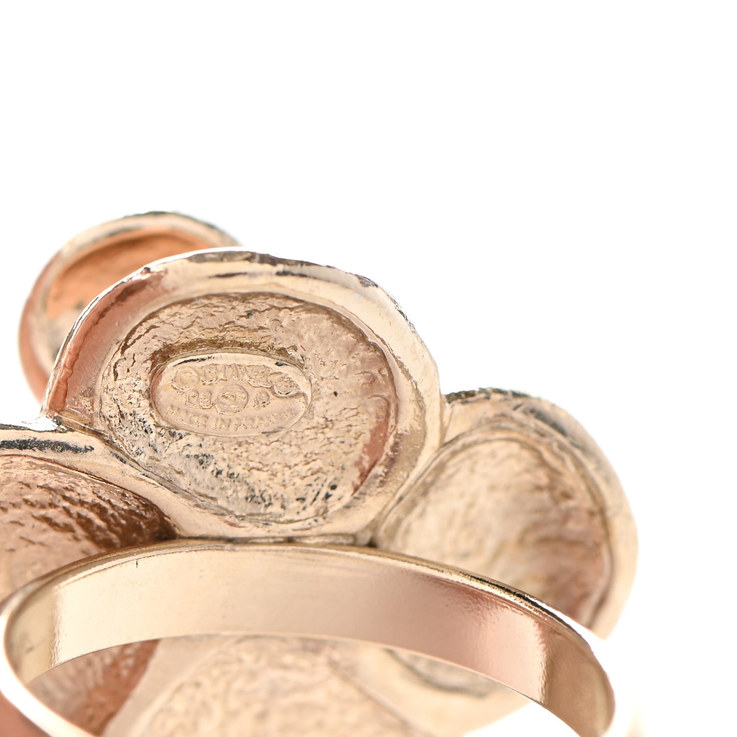 Enamel CC Camellia Ring 52 6 Beige Gold