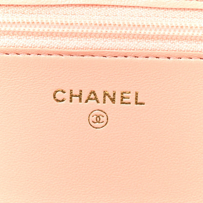 Chanel Lambskin Quilted CC Pearl Crush Wallet on Chain WOC Light Orange 6 of 12