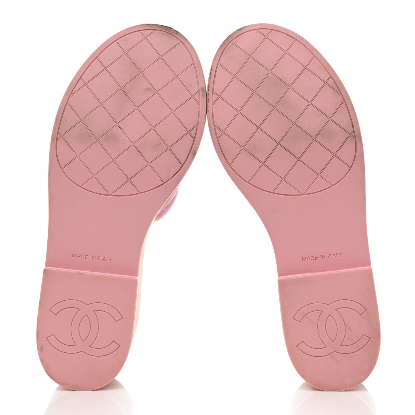 Lambskin Quilted CC Slip On Platform Sandals 38 Pink