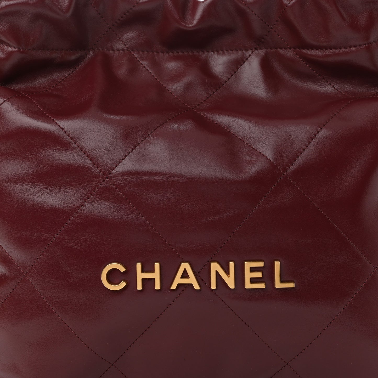 Shiny Calfskin Quilted Small Chanel 22 Burgundy