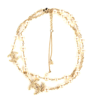 Chanel Pearl Crystal CC Long Necklace Gold 1 of 7