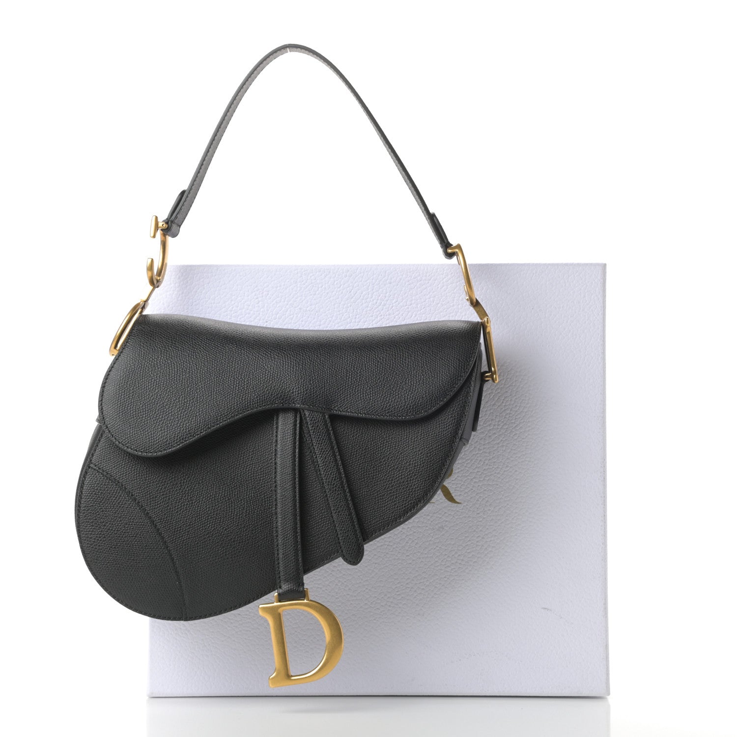 Christian Dior Grained Calfskin Saddle Bag Black 11 of 11