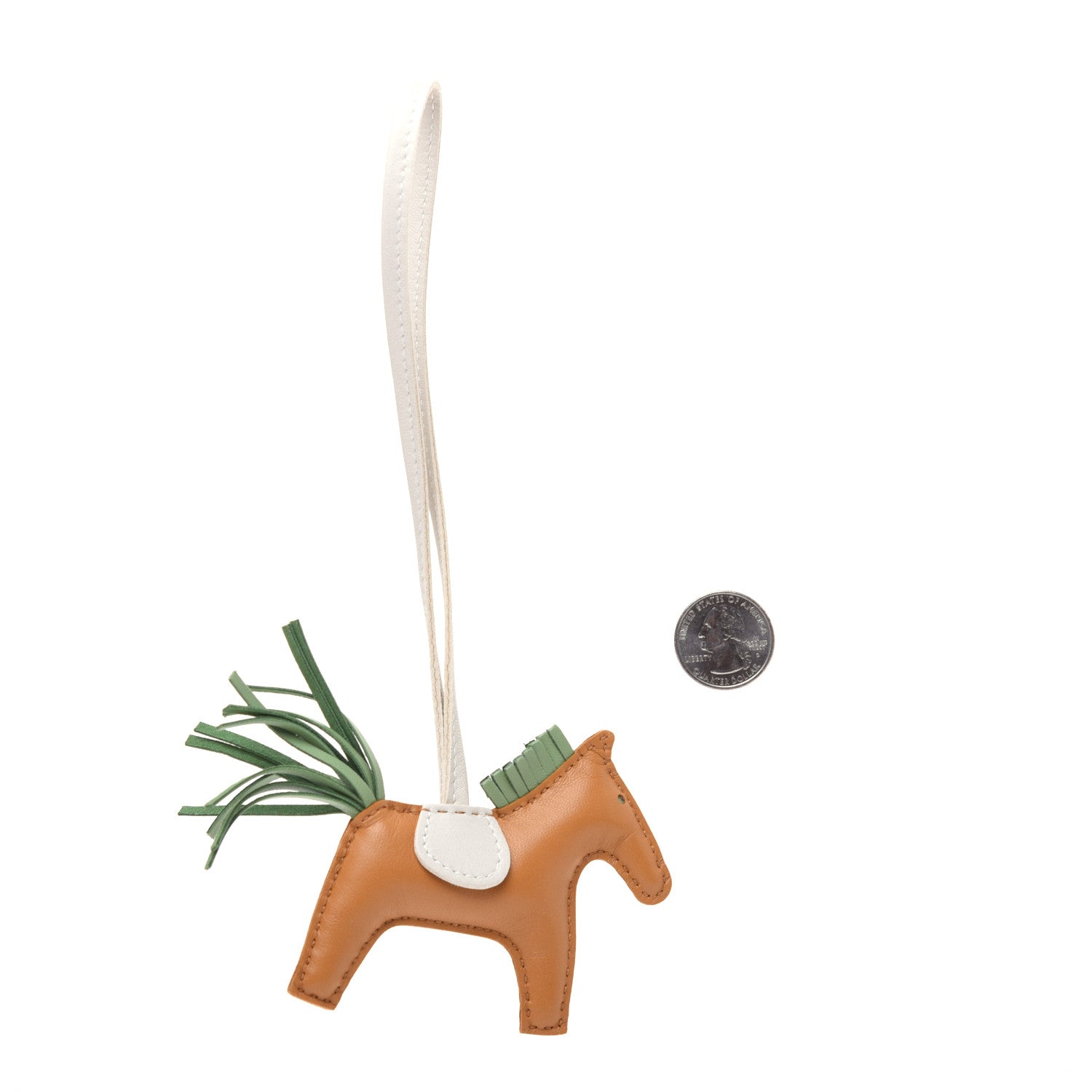 Hermes Milo Lambskin Grigri Rodeo Horse Bag Charm PM Sesame Vert Criquet Craie 2 of 5