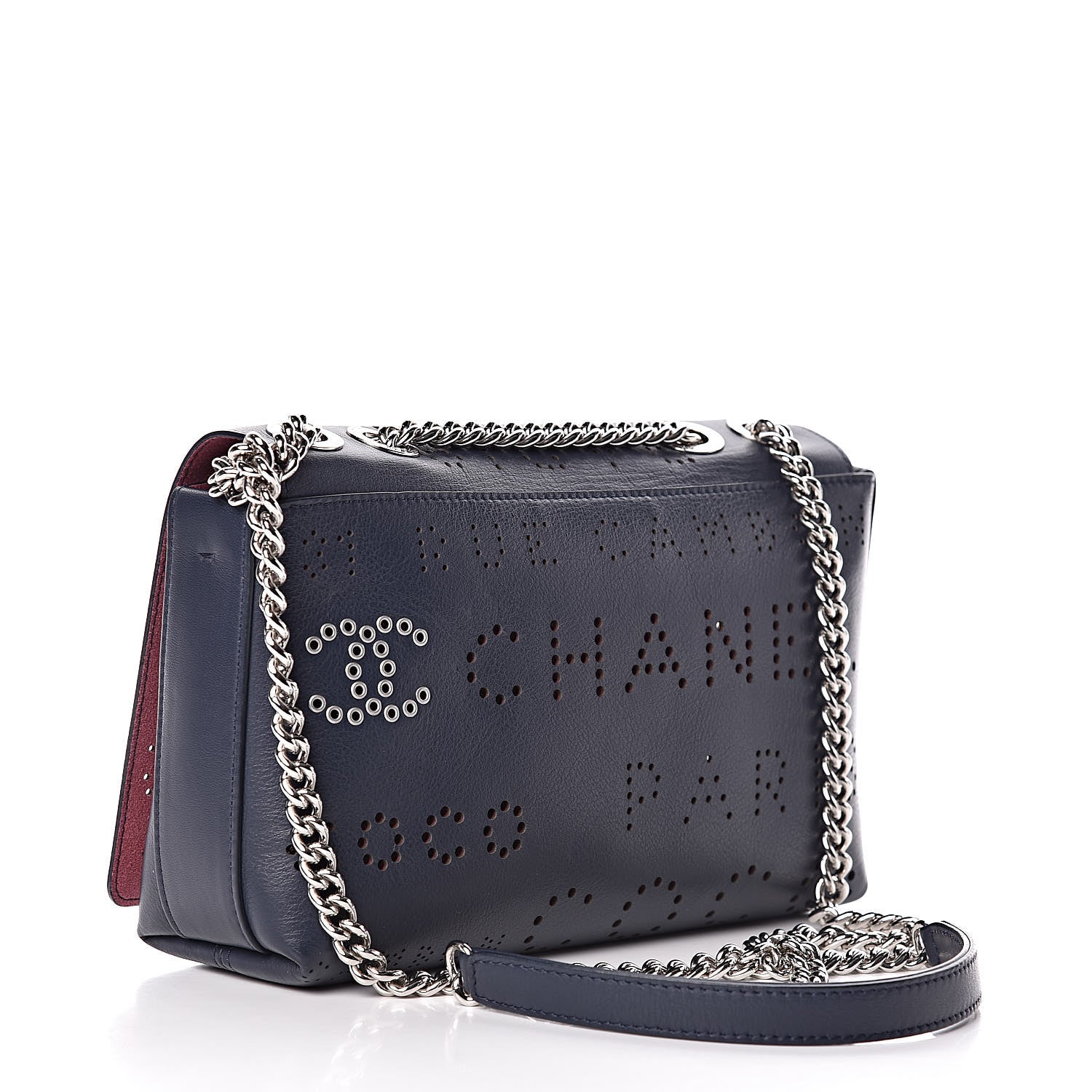 Chanel Calfskin Tweed Eyelet Flap Bag Navy 4 of 14
