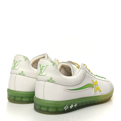Louis Vuitton Calfskin Mens Luxembourg Samothrace Sneakers 10 White Yellow Green 4 of 10