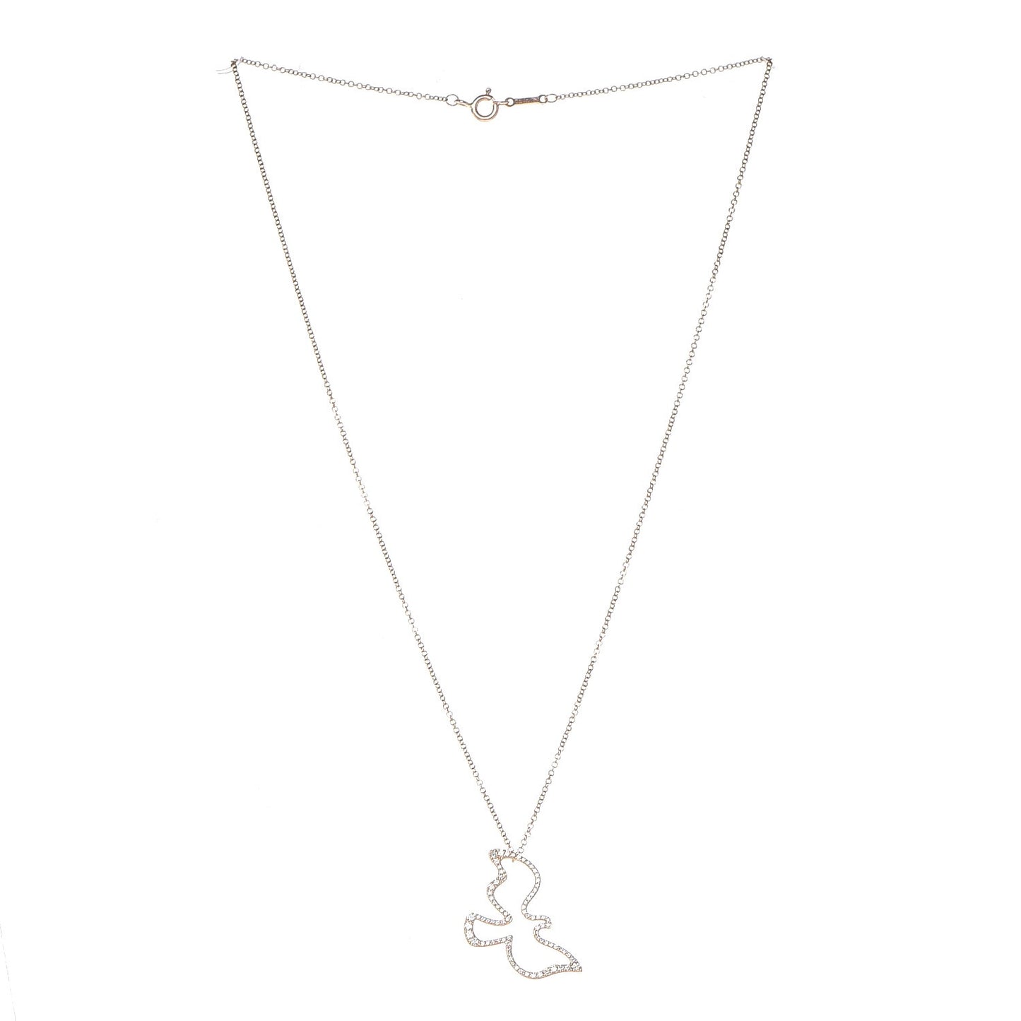 18K Rose Gold Diamond Paloma's Dove Pendant Necklace