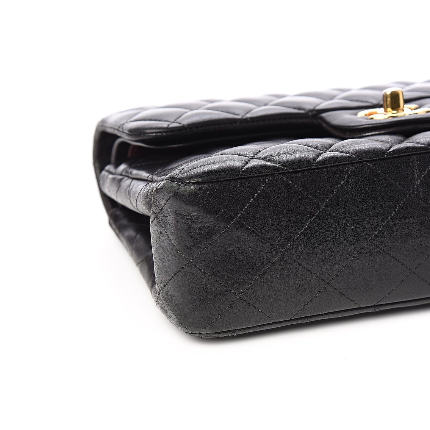 Lambskin Quilted Small Double Flap Black