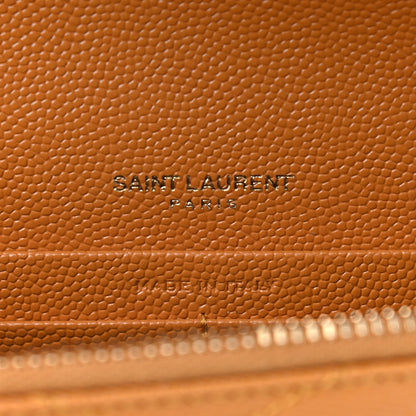 Saint Laurent Grain De Poudre Matelasse Chevron Monogram Envelope Chain Wallet Senape Yellow 8 of 8