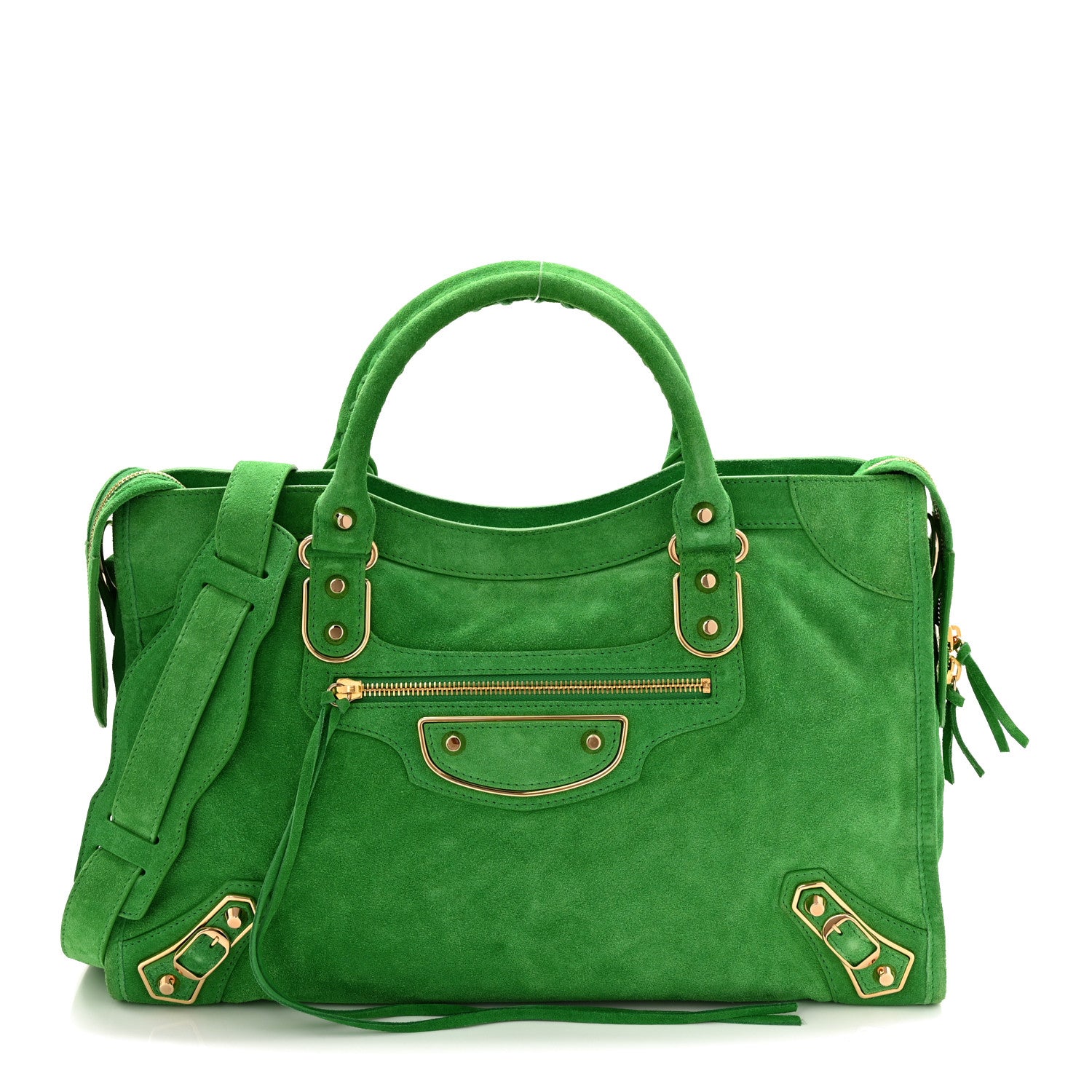 Balenciaga Suede Gold Metallic Edge Hardware City Vert Fluo 1 of 10