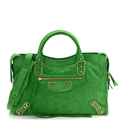 Balenciaga Suede Gold Metallic Edge Hardware City Vert Fluo 1 of 10