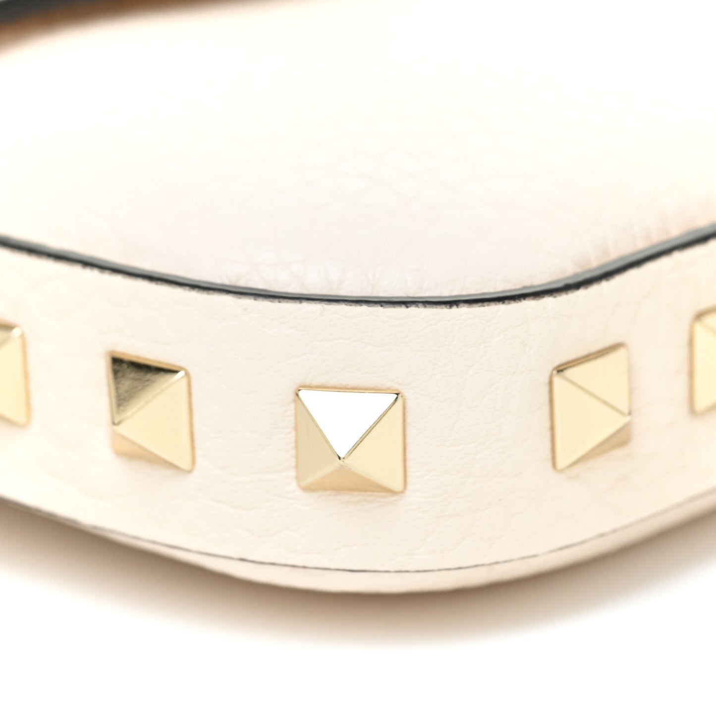 Grainy Calfskin Rockstud Crossbody Pouch Light Ivory