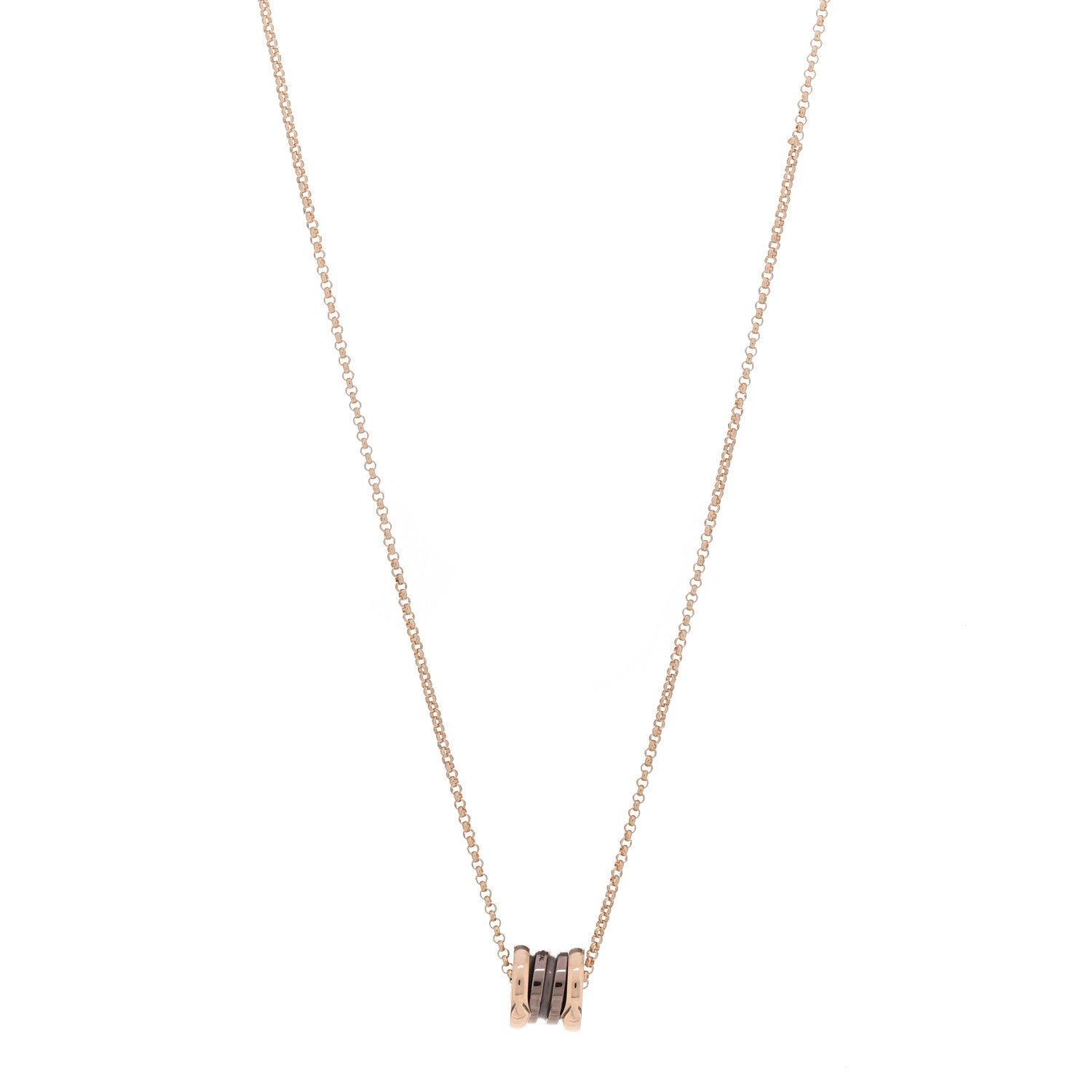 Bulgari 18K Rose Gold Cermet Small B.Zero1 Pendant Necklace 1 of 6