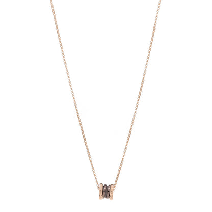 Bulgari 18K Rose Gold Cermet Small B.Zero1 Pendant Necklace 1 of 6