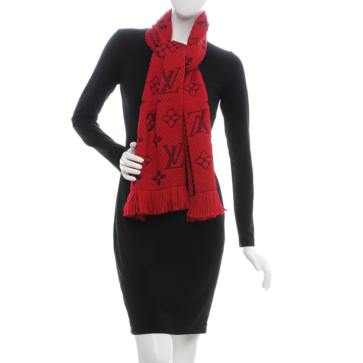 Wool Silk Logomania Scarf Rubis