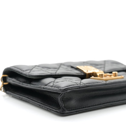Christian Dior Lambskin Cannage Dioraddict Wallet on Chain Clutch Black 9 of 10