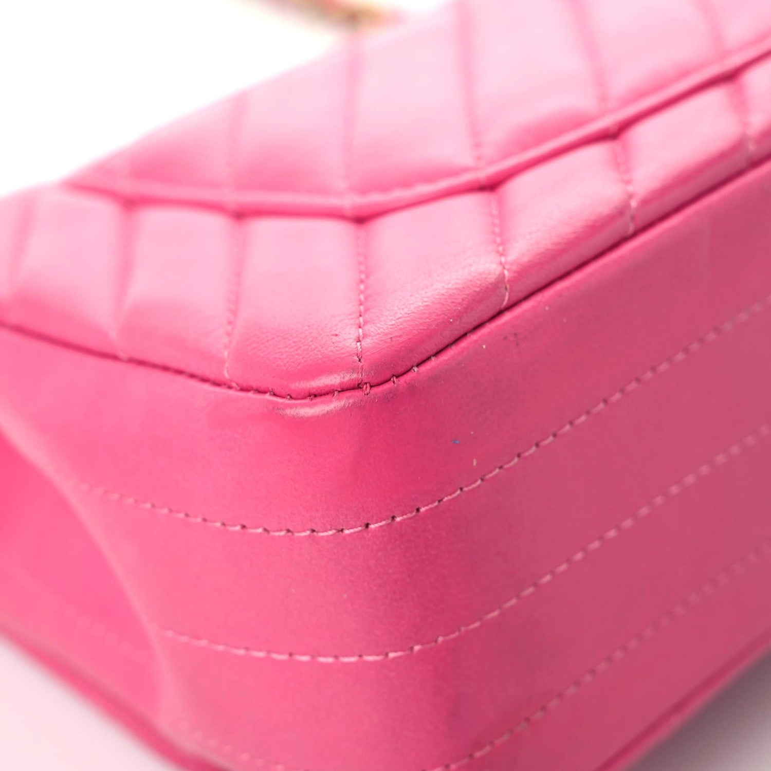 Chanel Lambskin Chevron Quilted Mini Rectangular Flap Dark Pink 8 of 19
