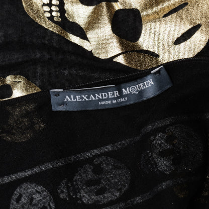 Alexander McQueen Modal Cashmere Skull Scarf Black Gold 6 of 7