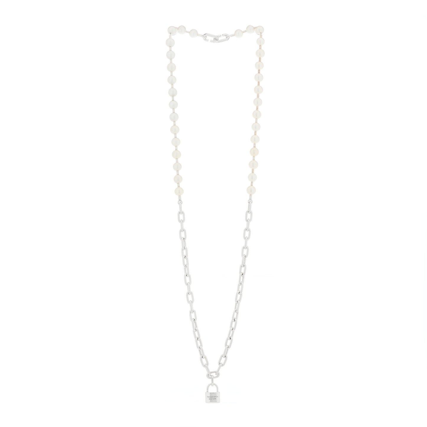 Sterling Silver Pearl HardWear Lock Necklace