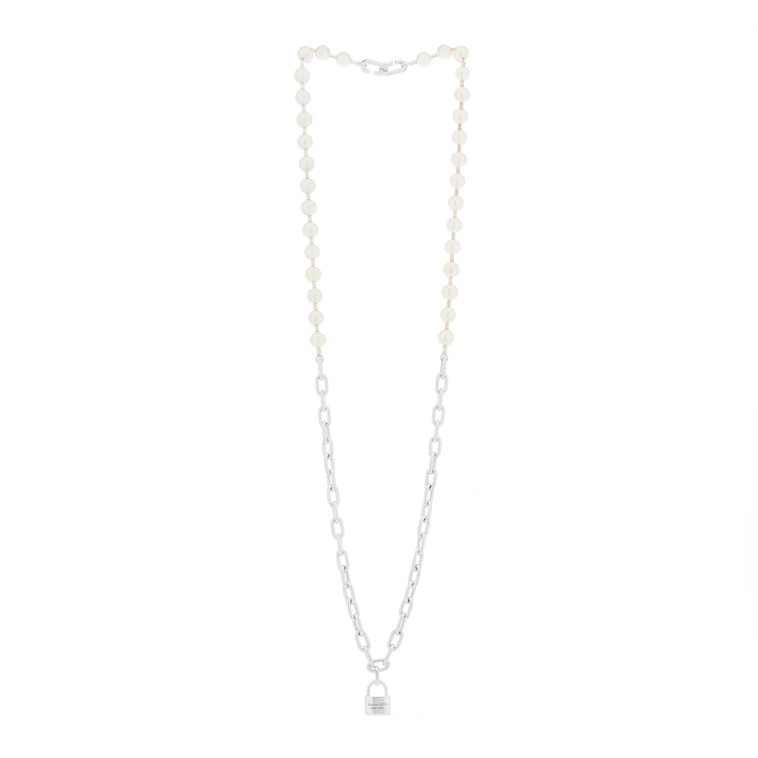 Tiffany Sterling Silver Pearl HardWear Lock Necklace 2 of 5